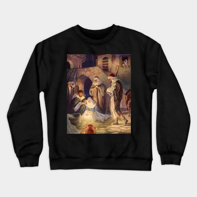 Vintage Christmas Nativity Scene Crewneck Sweatshirt by MasterpieceCafe